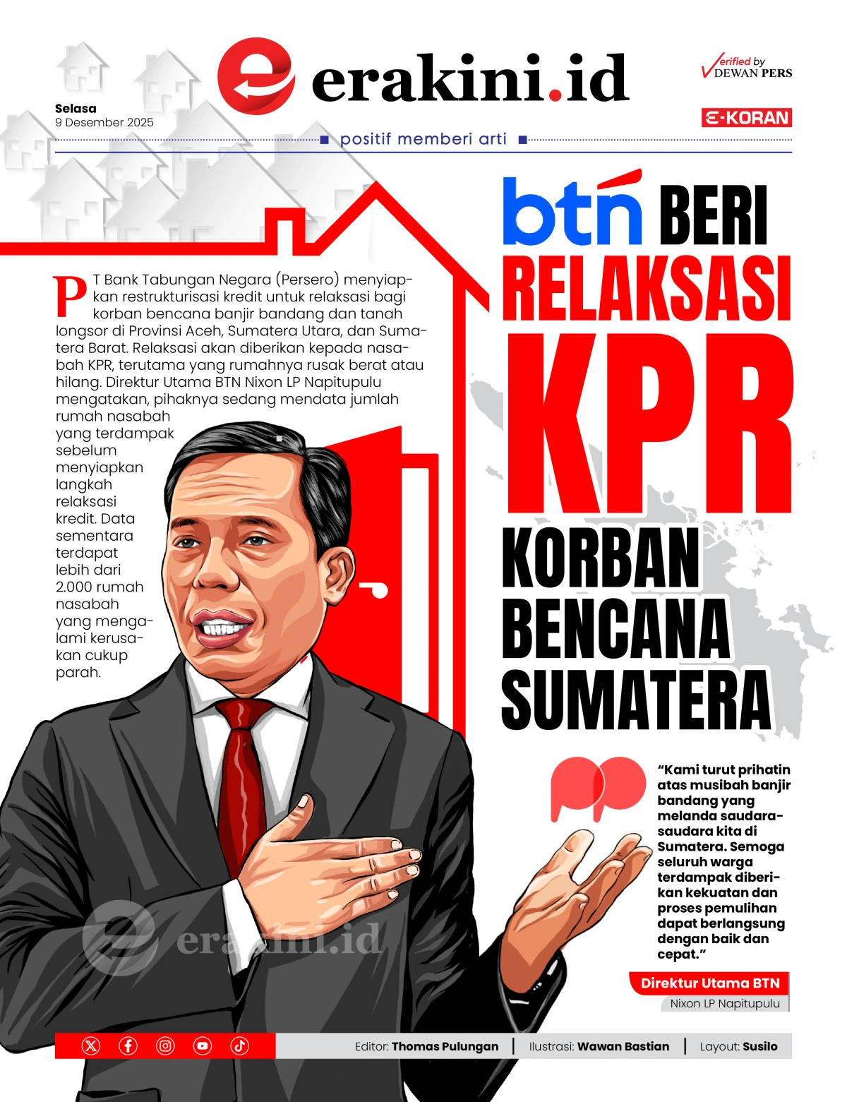 BTN Beri Relaksasi KPR Korban Bencana Sumatera