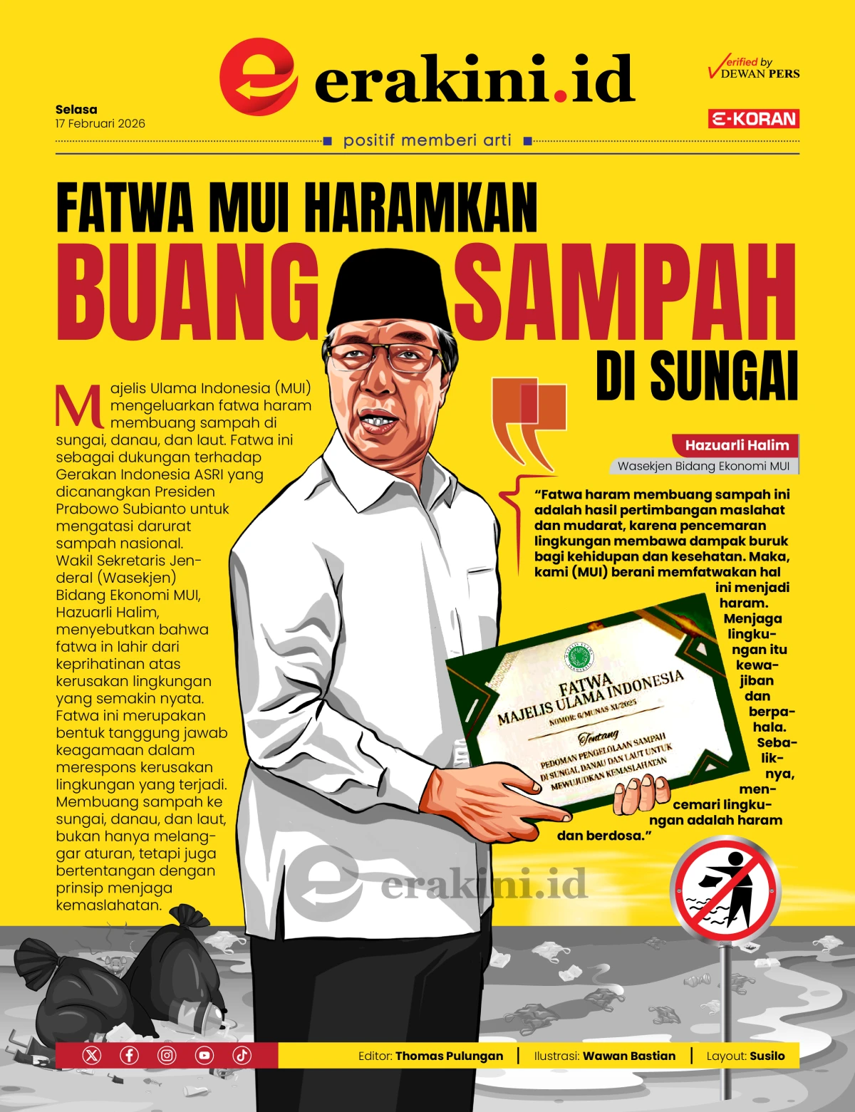 Fatwa MUI Haramkan Buang Sampah di Sungai
