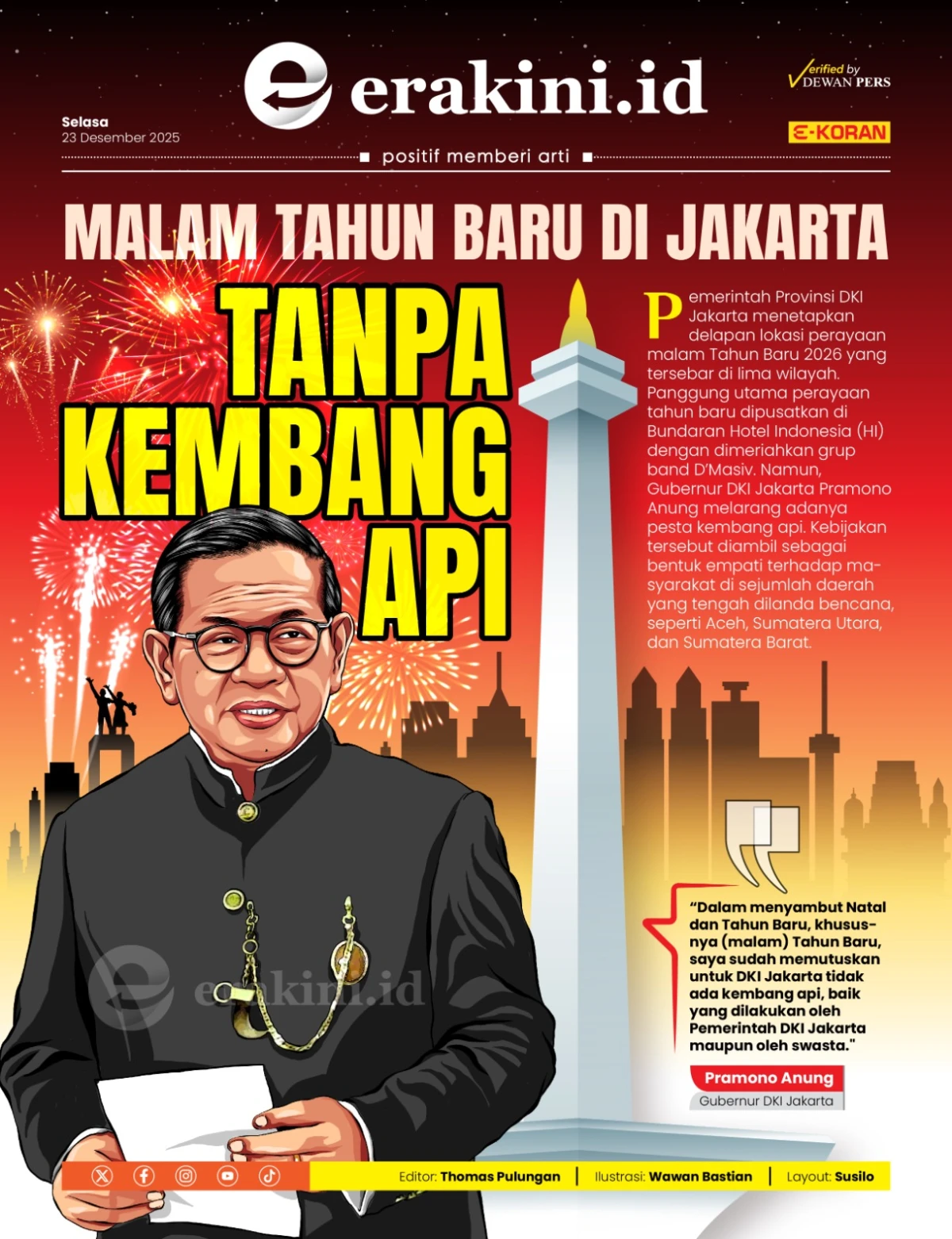 Malam Tahun Baru di Jakarta Tanpa Kembang Api