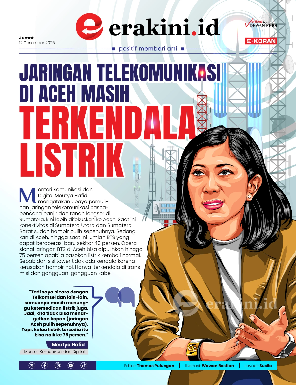 Jaringan Telekomunikasi di Aceh Masih Terkendala Listrik