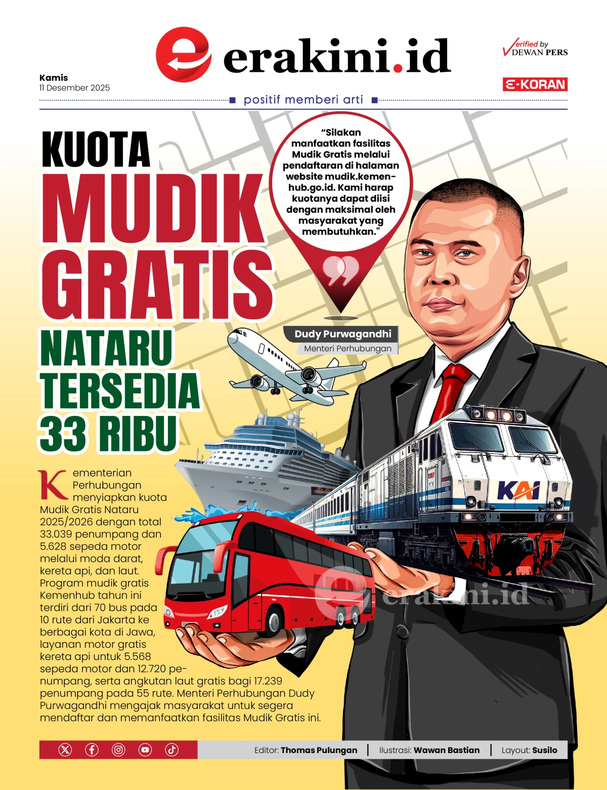 Kuota Mudik Gratis Nataru Tersedia 33 Ribu