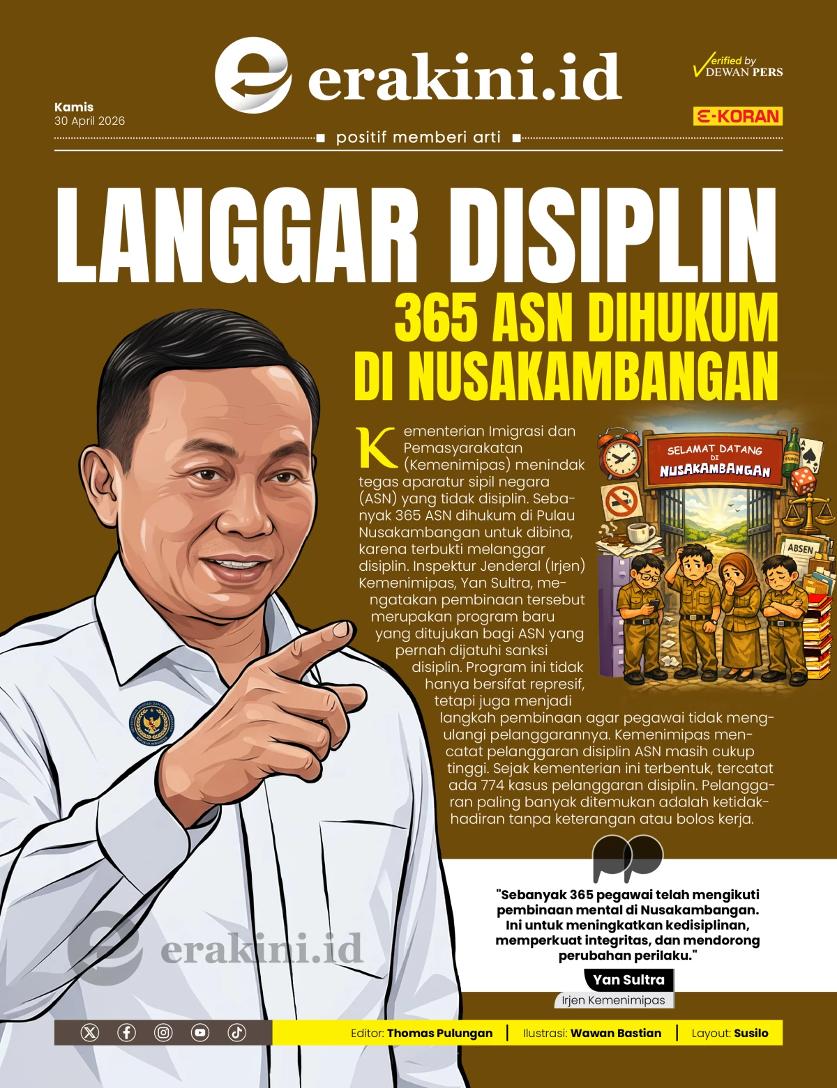 Langgar Disiplin, 365 ASN Dihukum di Nusakambangan