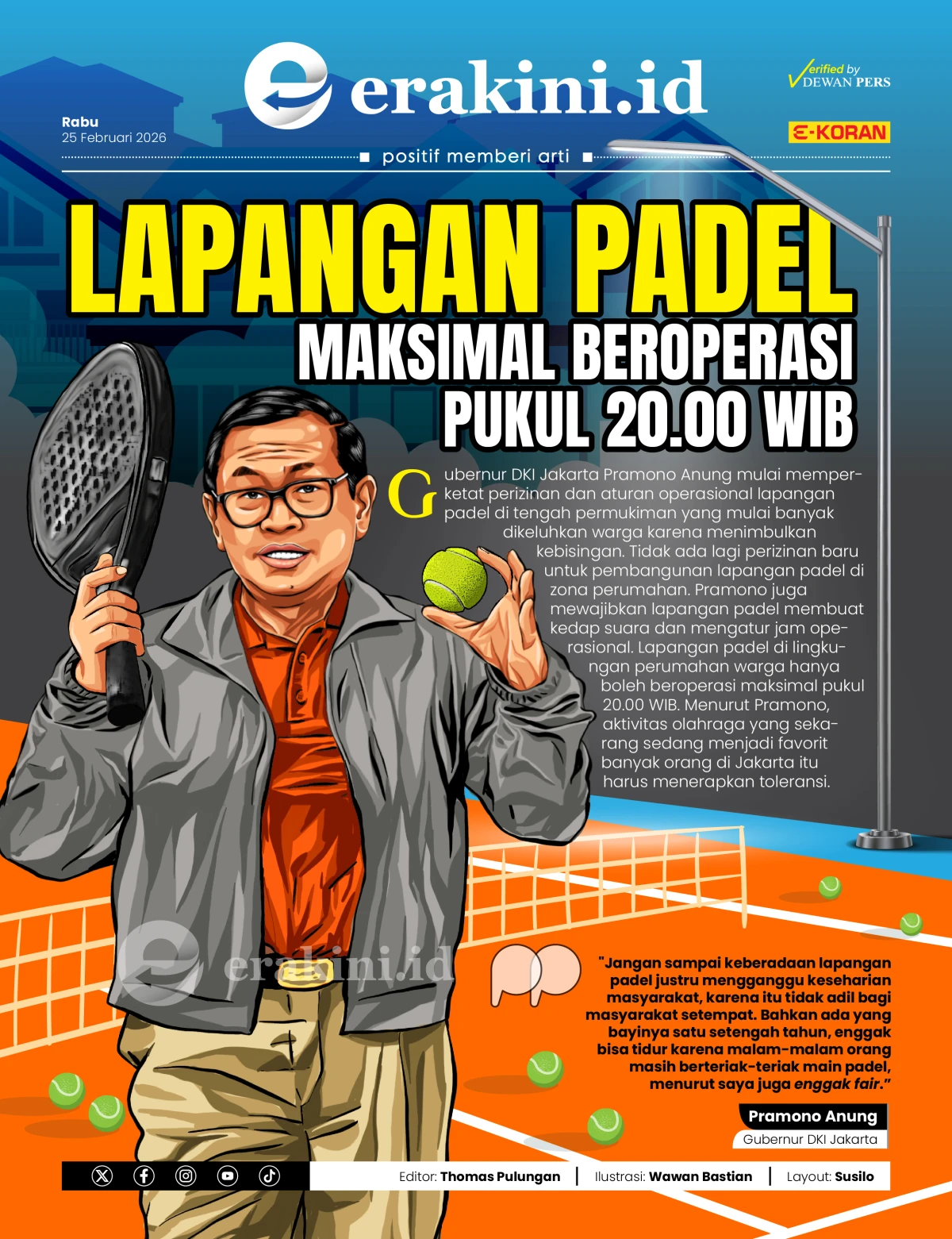Lapangan Padel Maksimal Beroperasi Pukul 20.00 WIB