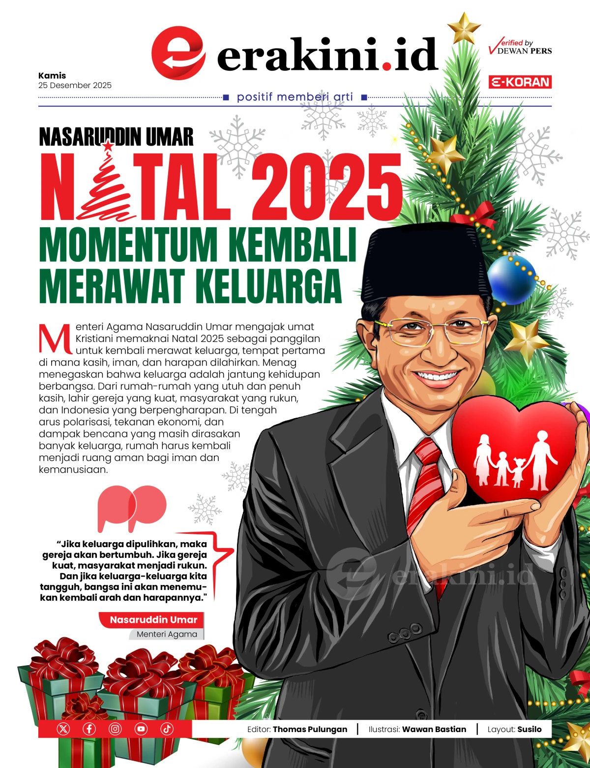 Nasaruddin Umar: Natal 2025 Momentum Kembali Merawat Keluarga