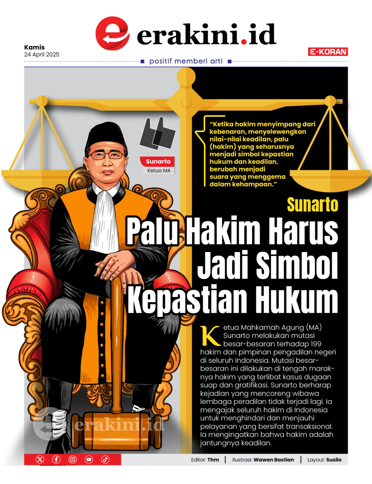 Sunarto: Palu Hakim Harus Jadi Simbol Kepastian Hukum