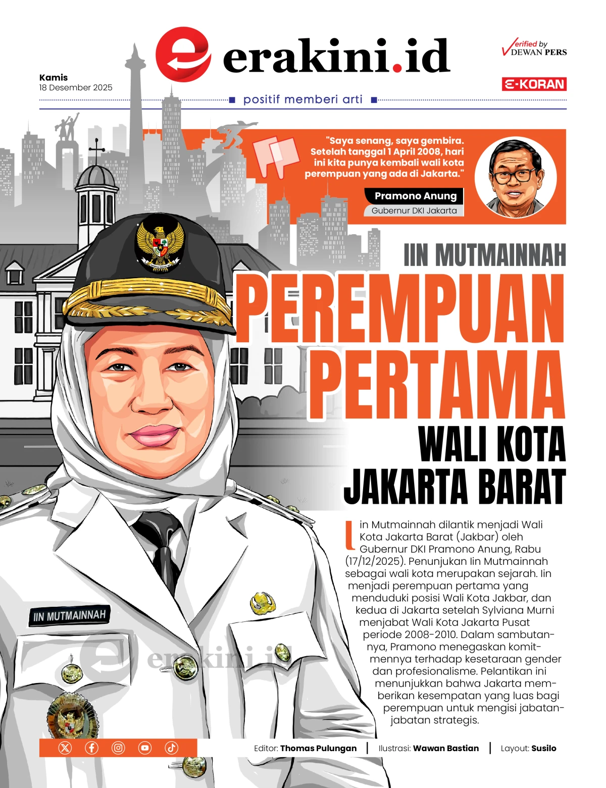 Iin Mutmainnah: Perempuan Pertama Wali Kota Jakarta Barat