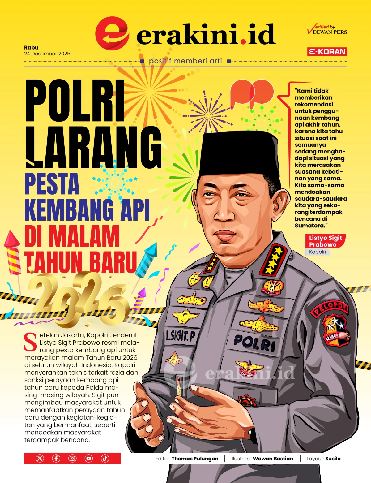 Polri Larang Pesta Kembang Api di Malam Tahun Baru 2026