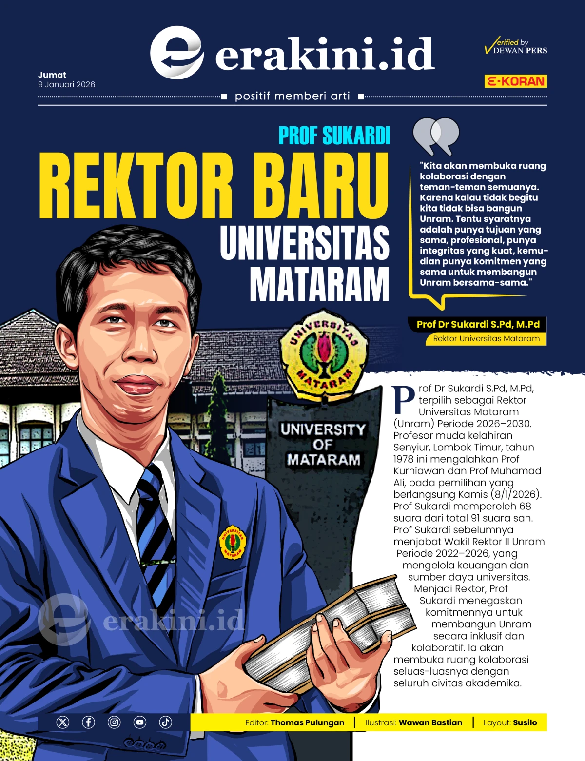 Prof Sukardi: Rektor Baru Universitas Mataram