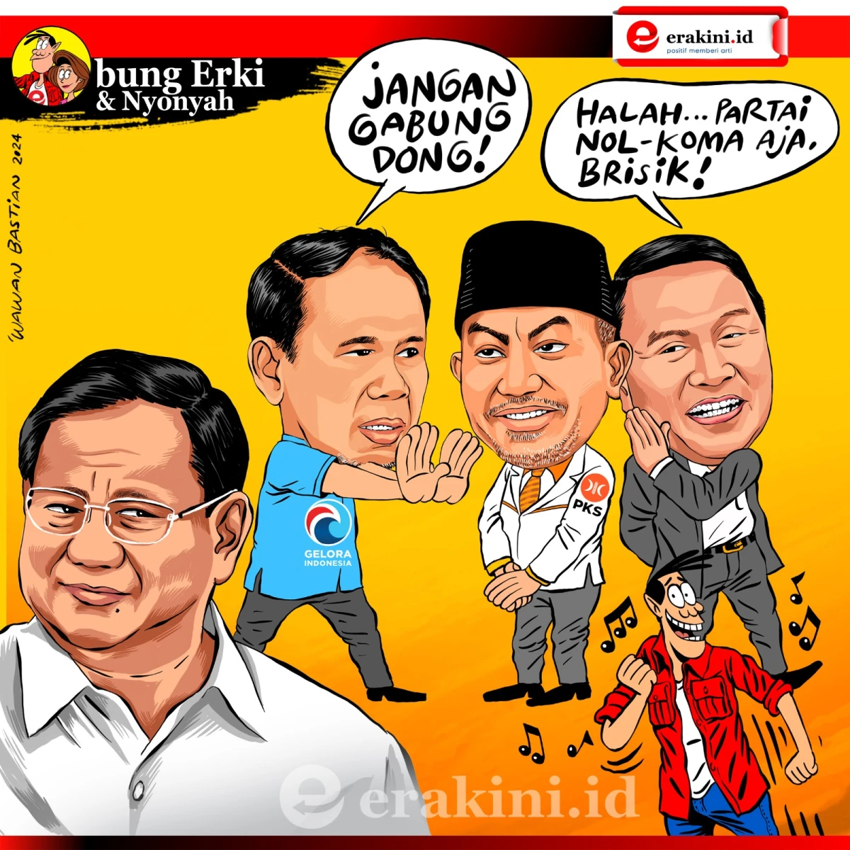 Bung Erki - berebut mendekat ke Prabowo