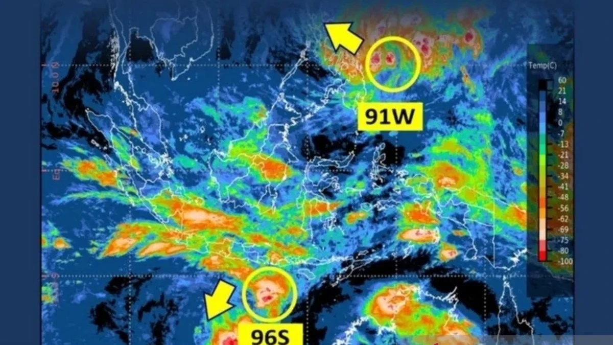 Bibit Siklon Tropis 96S Bergerak, Bali Berpotensi Hujan Lebat dan Gelombang Tinggi hingga Jumat