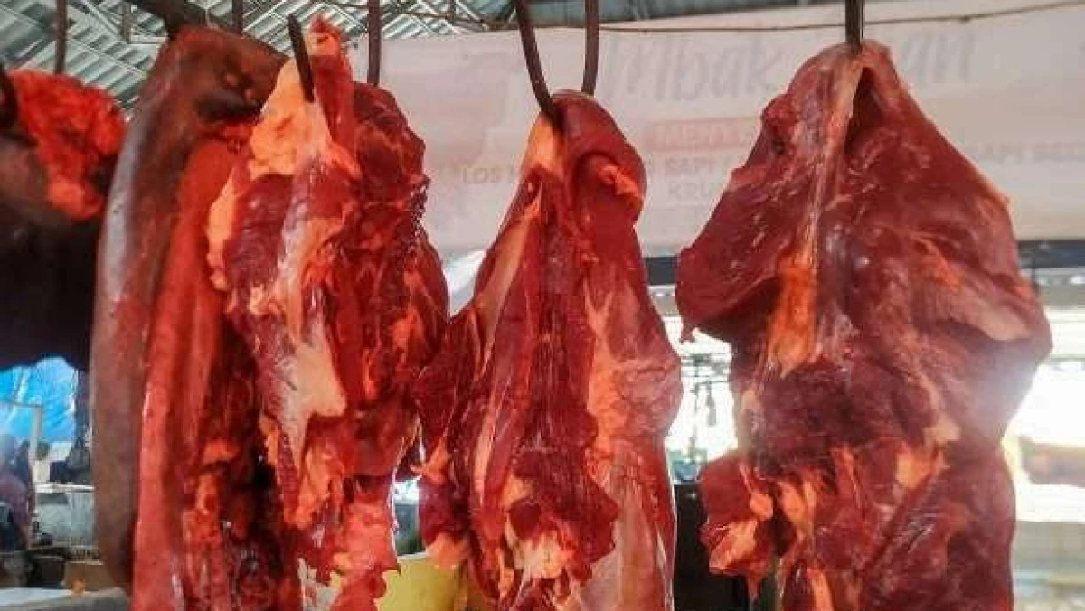 Harga Daging Sapi Hari ke–9 Ramadan, Tertinggi di Aceh Rp165.850 per Kg