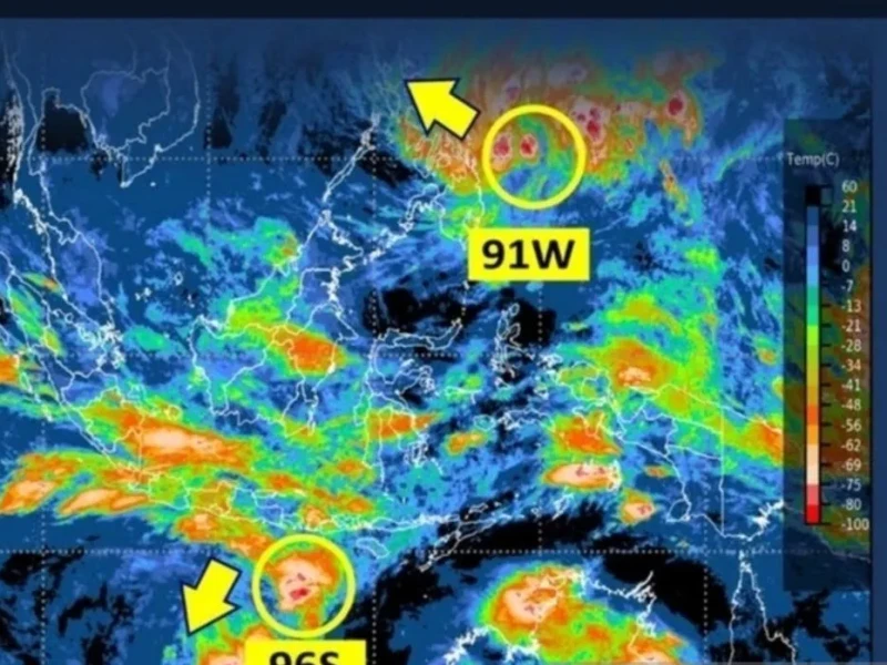Bibit Siklon Tropis 96S Bergerak, Bali Berpotensi Hujan Lebat dan Gelombang Tinggi hingga Jumat