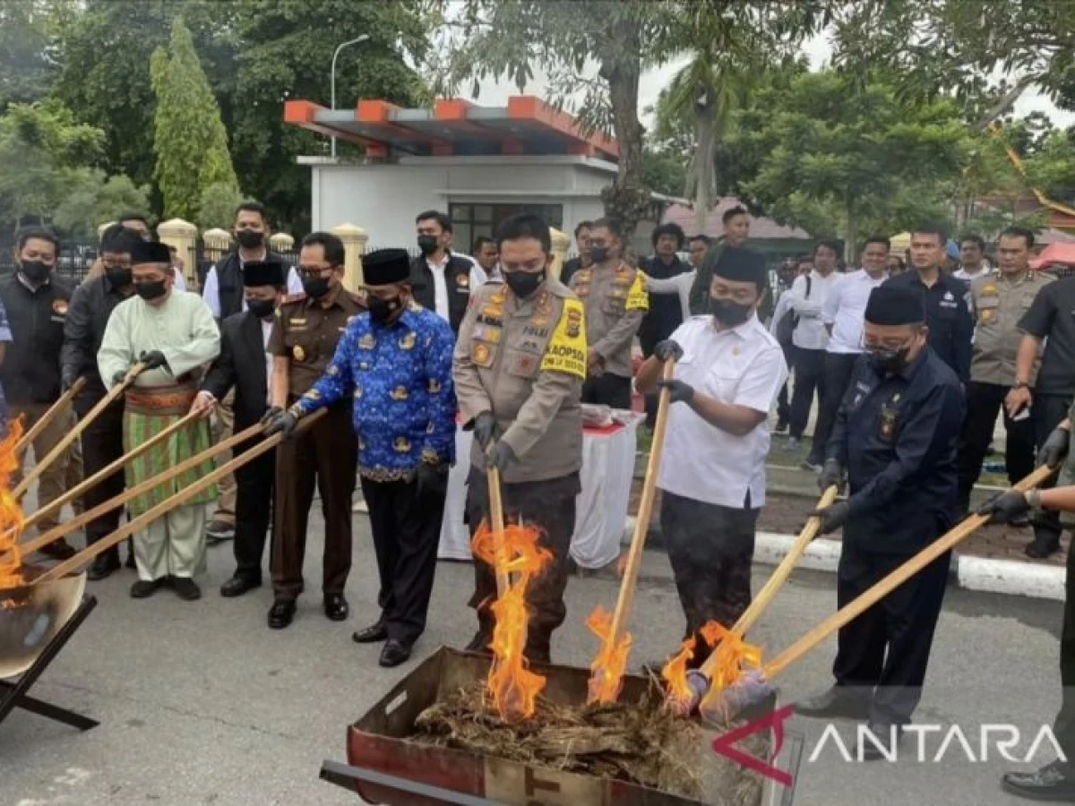 Polda Riau Musnahkan 42 Kg Narkoba Jenis Ekstaksi hingga Ganja Kering
