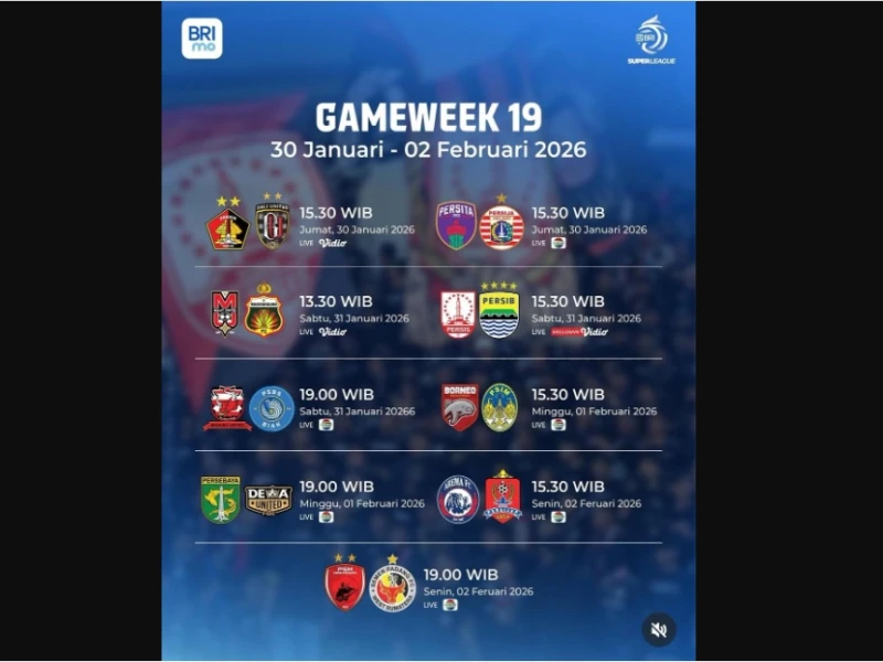 Jadwal Lengkap Pekan Panas Super League: Persita vs Persija Buka Laga Krusial Pekan ke-19