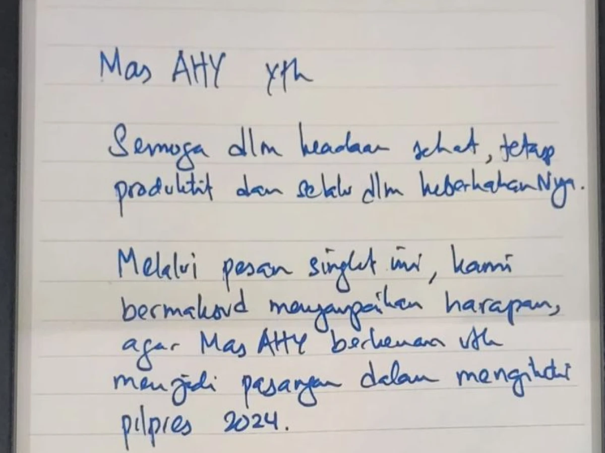 Beredar Surat Anies untuk AHY terkait Permintaan Jadi Cawapres