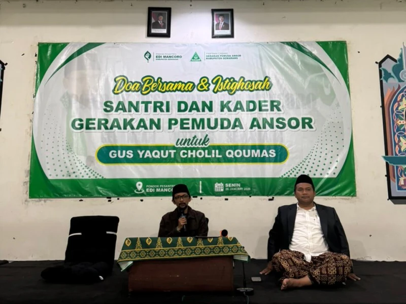 Ratusan Santri Edi Mancoro dan Kader Ansor- Banser Sinergi Doa, Kukuhkan Ukhuwah Dukung Gus Yaqut